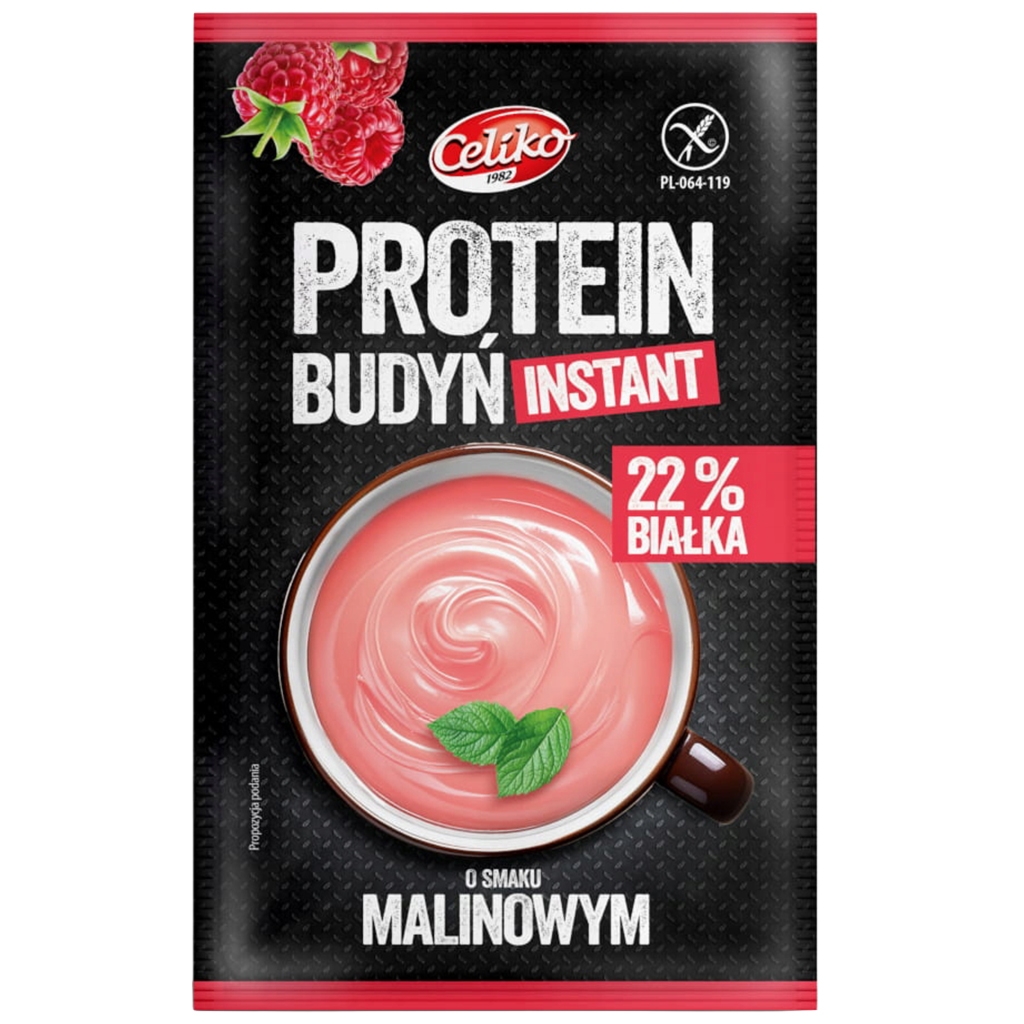 Celiko Budyń proteinowy o smaku malinowym bezglutenowy 40 g - Celiko
