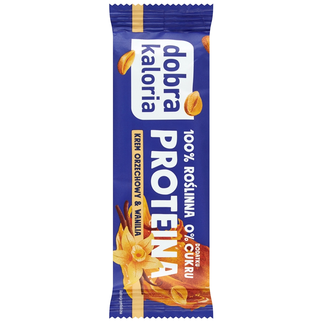 Dobra Kaloria Baton proteinowy Krem orzechowy & Wanilia bez dod.cukru 45 g - Dobra Kaloria
