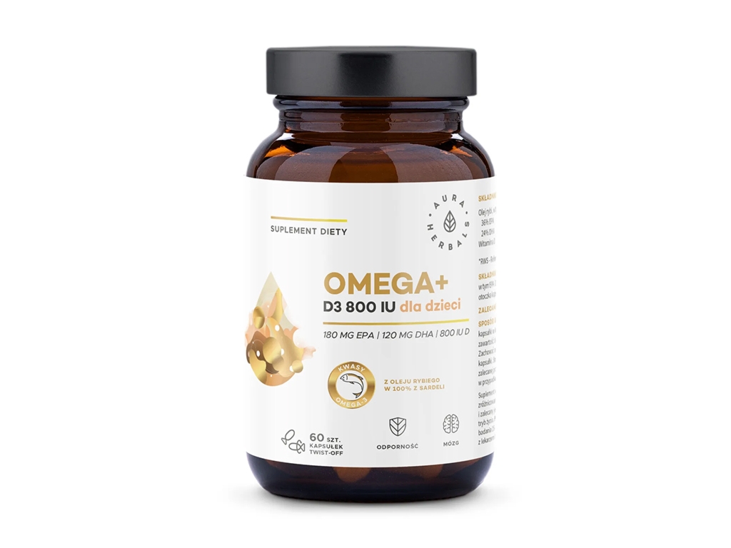 Witamina dla dzieci Omega+D3 60 sztuk Aura Herbals - Aura Herbals