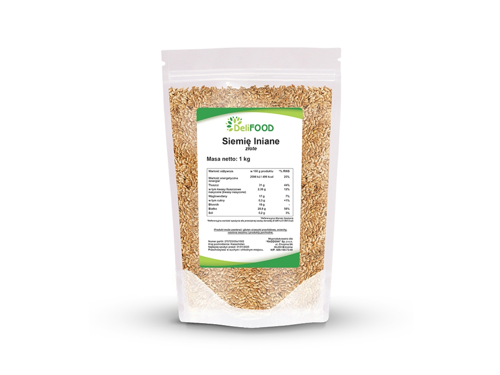 Siemię lniane złote ziarno 1000g - Delifood