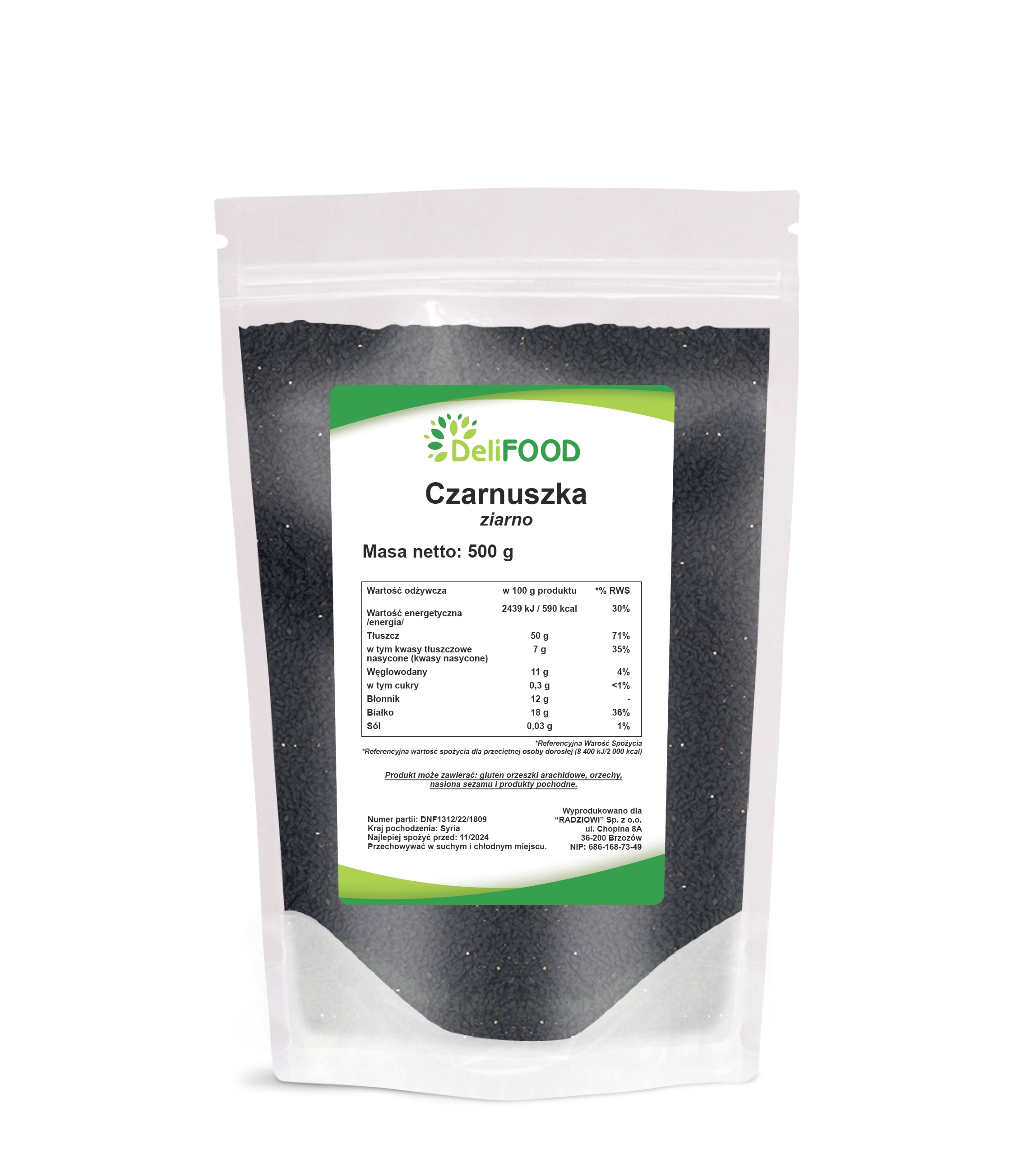 Czarnuszka nasiona 500g - Delifood