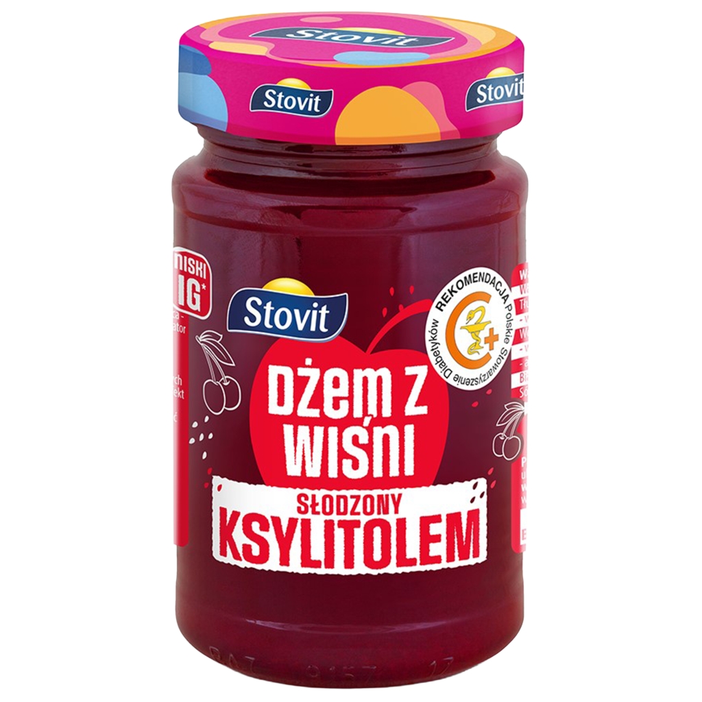 Dżem wiśniowy słodzony ksylitolem 250g - Stovit