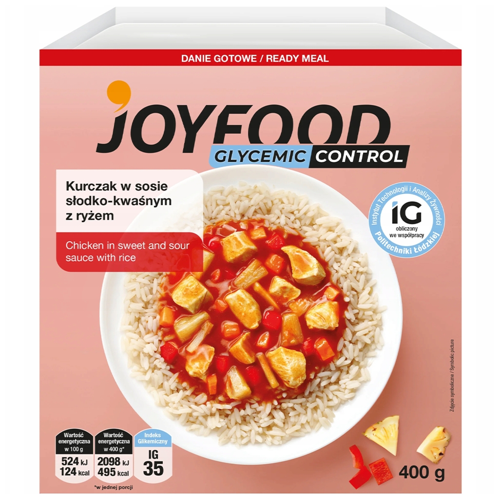 JOYFOOD Kurczak w sosie słodko- kwaśnym z ryżem 400g - Joyfood