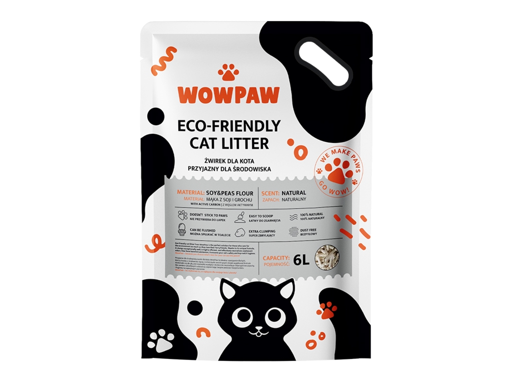 WowPaw WowPaw Żwirek dla kota tofu z węglem bezzapachowy 6l