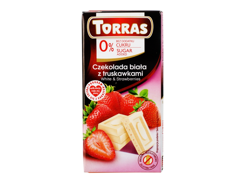 Czekolada biała z truskawkami 75g Torras - Torras