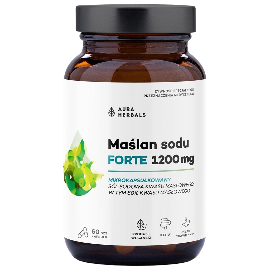 AURA HERBALS Maślan sodu FORTE 1200 mg, mikrokapsułkowany, kapsułki 60 sz - Aura Herbals