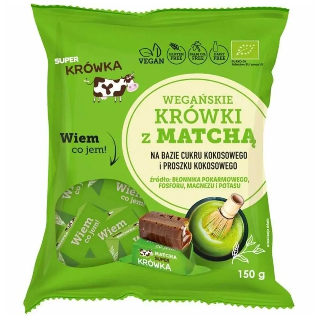 Super Krówka Krówki wegańskie z matchą bez mleka BIO 150g - Super Krówka
