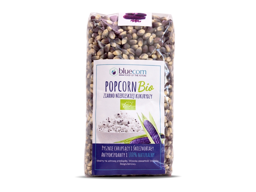 BIO Ziarna popcornu z niebieskiej kukurydzy 350g BLUECORN - Popcrop