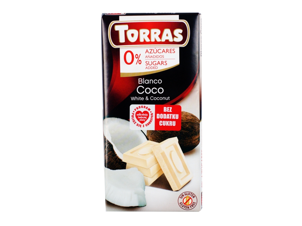 Czekolada biała z kokosem 75g Torras - Torras