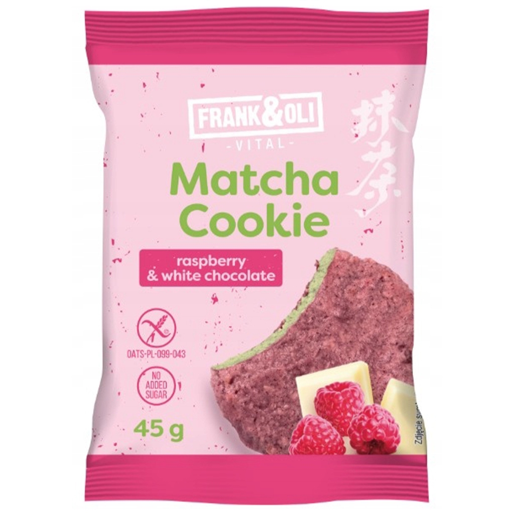 Ciasteczko owsiane Matcha z malinami i białą czekoladą 45g - Frank&oli