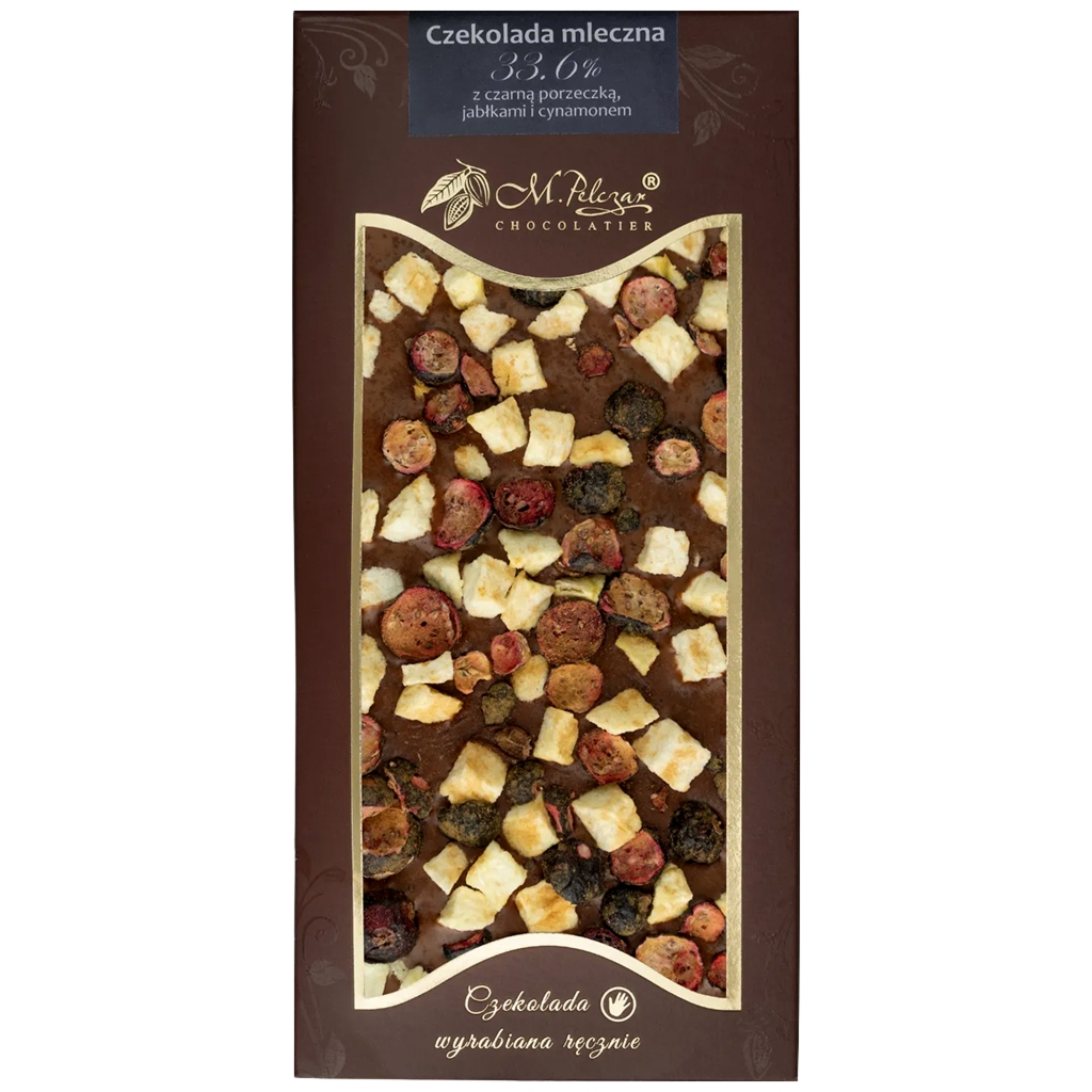 M.Pelczar Chocolatier Czekolada mleczna 33,6% z czarną porzeczką, jabłkami i cynam - M.pelczar Chocolatier