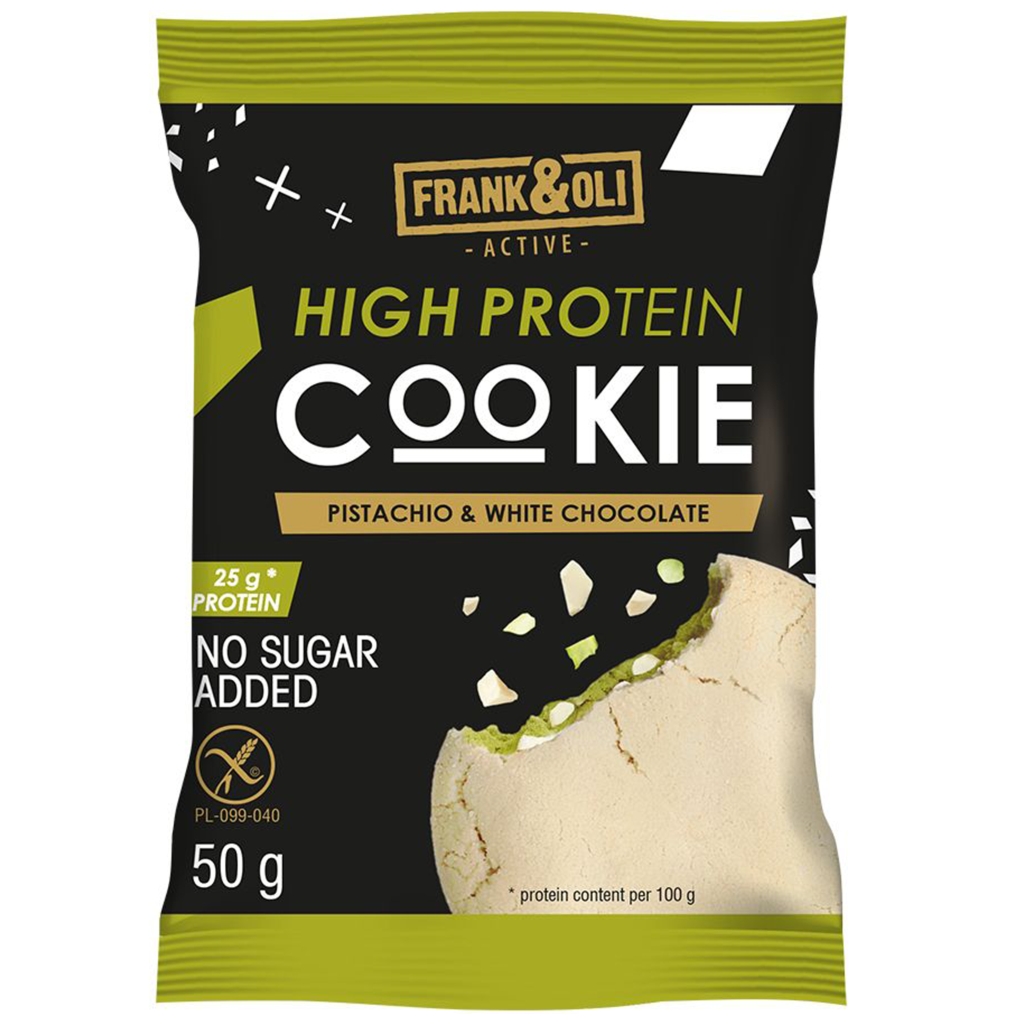 Ciasteczko proteinowe pistacja z białą czekoladą BDC 50g - Frank&oli