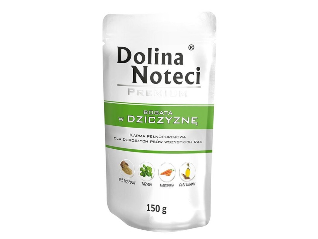 DOLINA NOTECI Mokra karma dla psa PREMIUM BOGATA w DZICZYZNĘ 150g