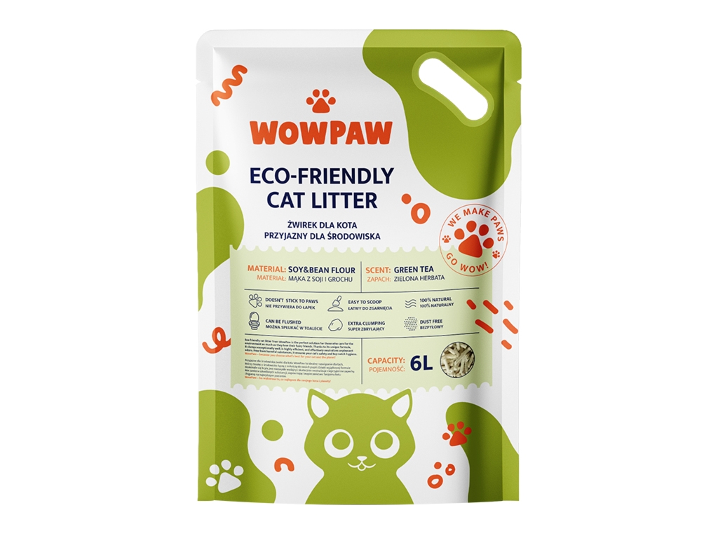 WowPaw WowPaw Żwirek dla kota tofu o zapachu zielonej herbaty 6l