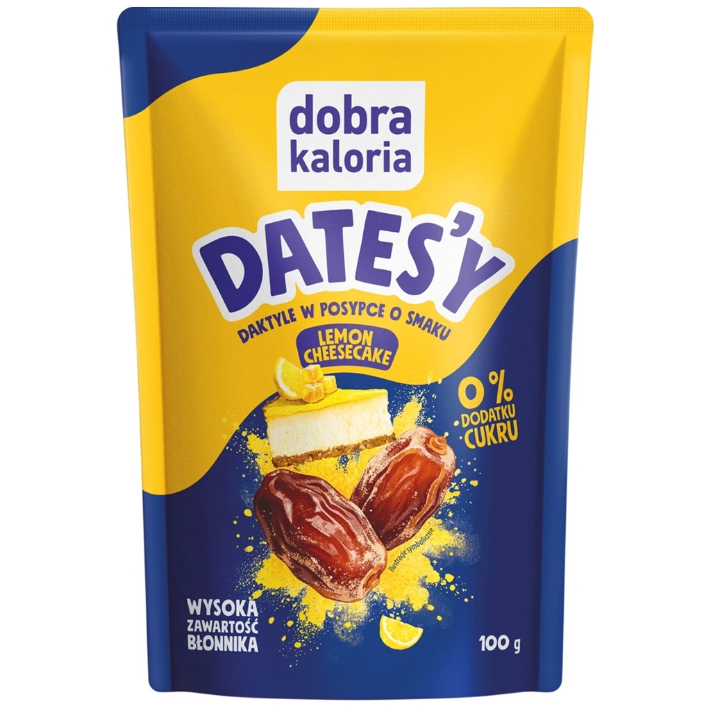 Dobra Kaloria Daktyle w posypce lemon cheesecake bez cukru 100g - Dobra Kaloria