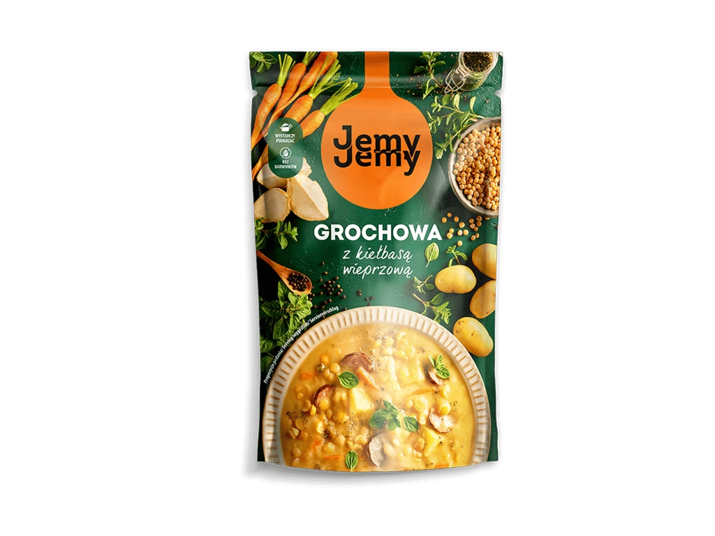Zupa grochowa z kiełbasą wieprzową 450g - Jemy Jemy