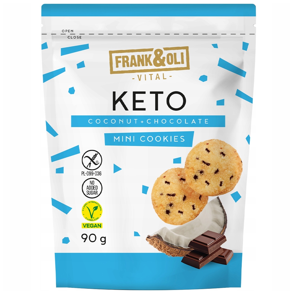 Frank&Oli Mini ciasteczka o smaku kokosa i czekolady bezgl. bdc 90g - Frank&oli