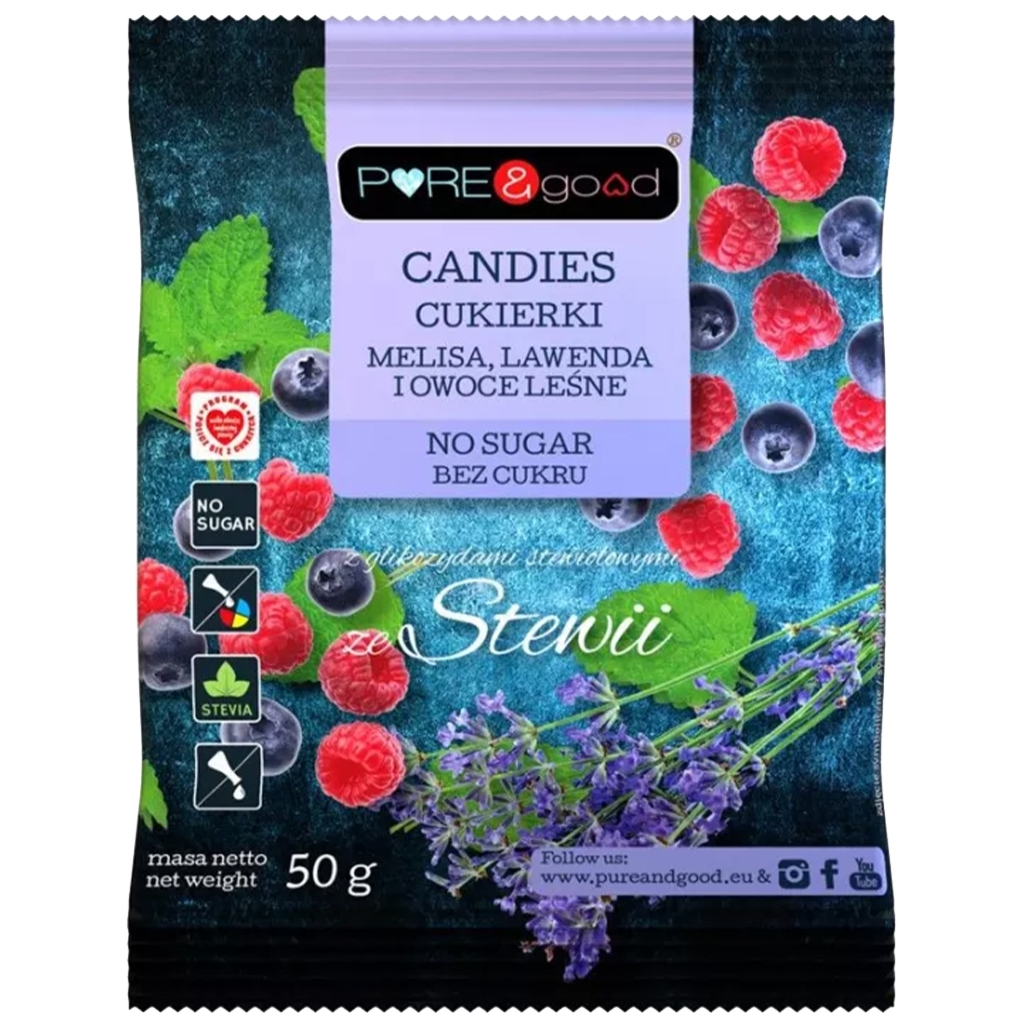 PURE&good Cukierki z melisą, lawendą, ow.leśn 50 g