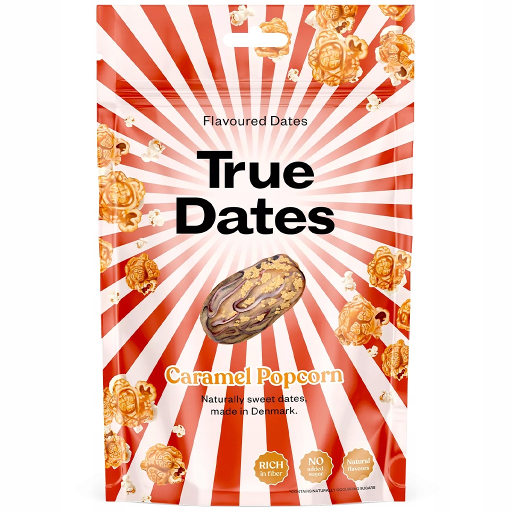 True Dates Daktyle o smaku karmelowego popkornu bez dodatku cukru 100g - True Dates