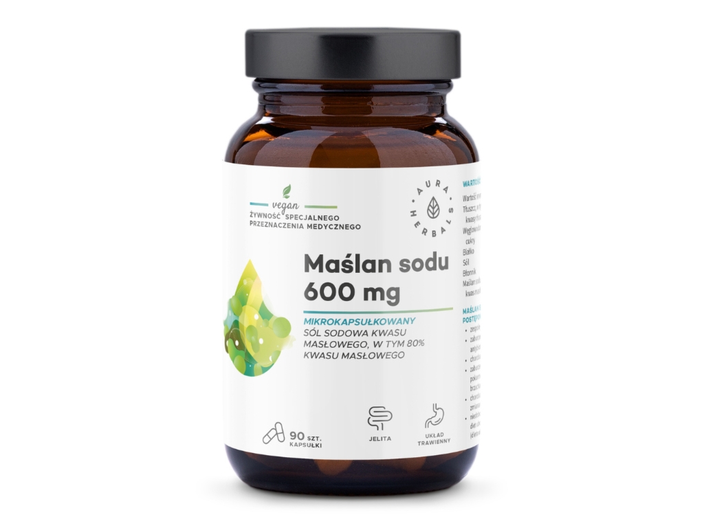 Maślan sodu mikrokapsułkowany 600 mg, kapsułki 90 szt - Aura Herbals