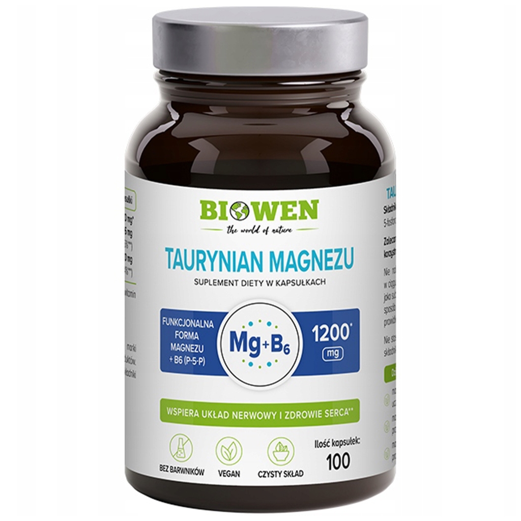 Taurynian Magnezu (600 mg) - 100 kapsułek - Biowen