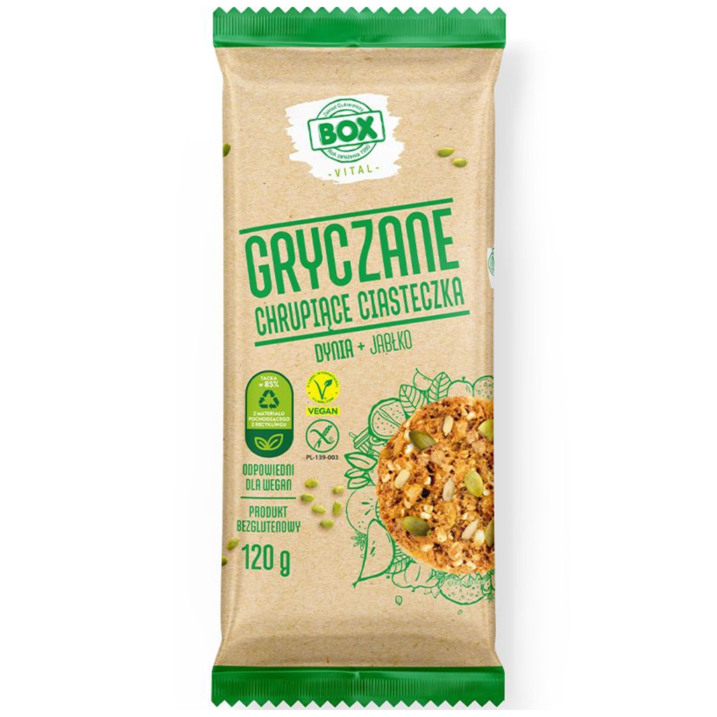 Ciasteczka gryczane bezglutenowe dynia + jabłko 120g - Frank&oli