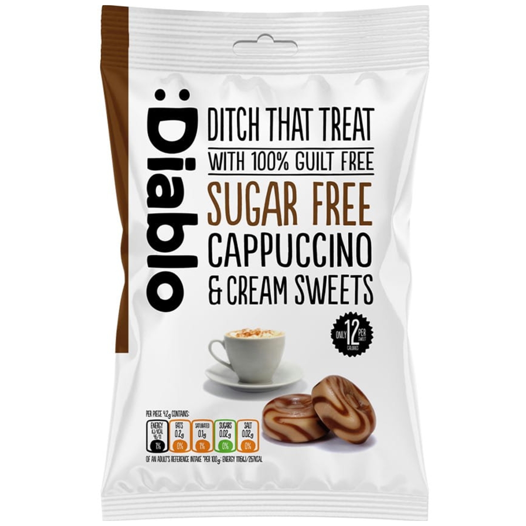 Cukierki śmietankowe o smaku cappuccino bez cukru 75g - Diablo