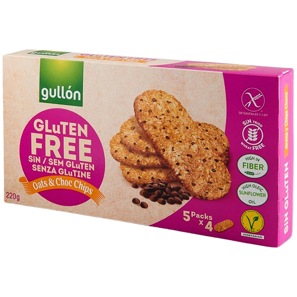Gullón Ciasteczka bezglutenowe z kawałkami czekolady 220 g - Gullón