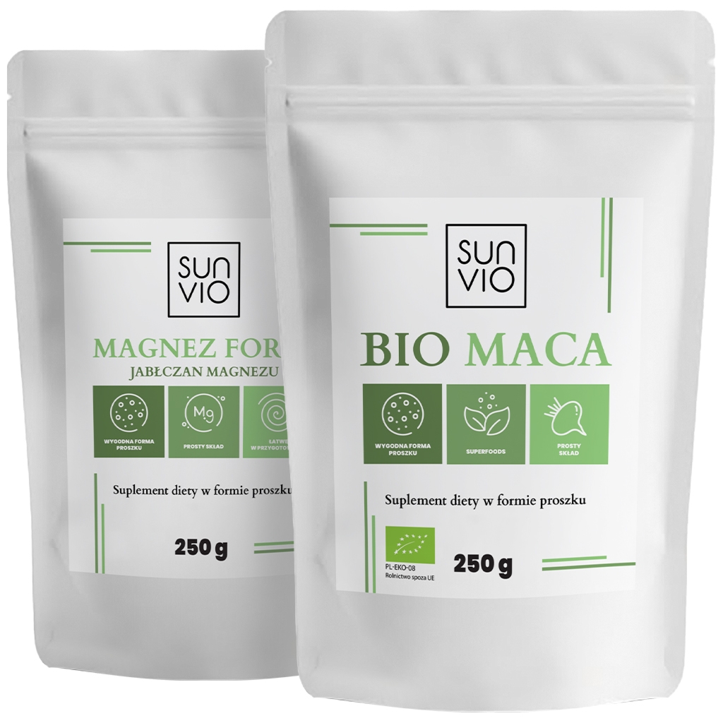 SunVio Bio Maca 250g + Jabłczan magnezu 250g