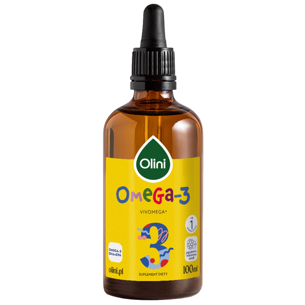 Olini Olej Omega 3 dla dzieci Jagodowo-malinowy 100 ml - Olini
