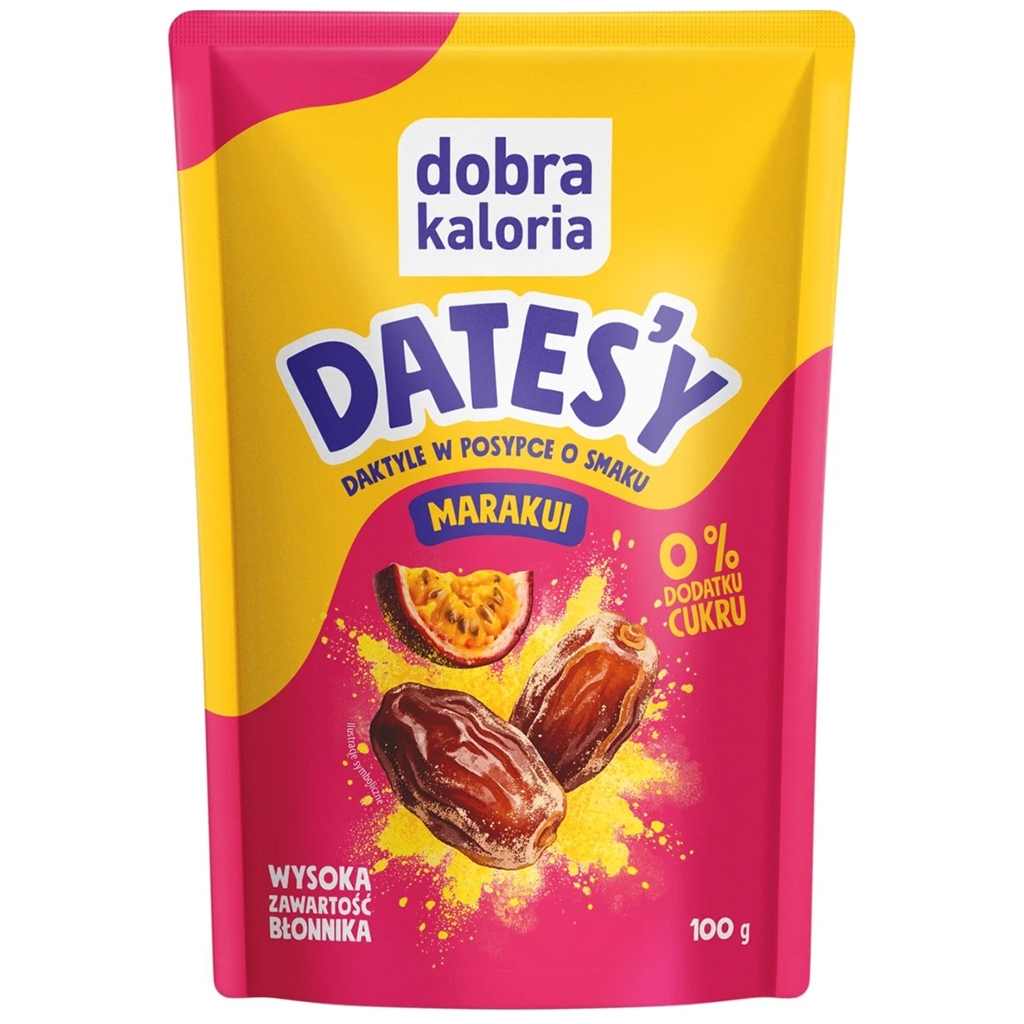 Dobra Kaloria Daktyle w posypce marakui bez cukru 100g - Dobra Kaloria