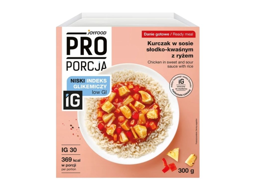 Danie gotowe kurczak w sosie słodko-kwaśnym z ryżem PROporcja 300g - Joyfood