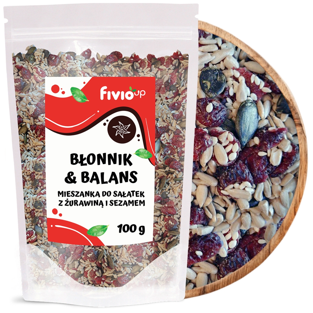fivio Mieszanka do sałatek z żurawiną i sezamem Błonnik&Balans 100g - Fivio