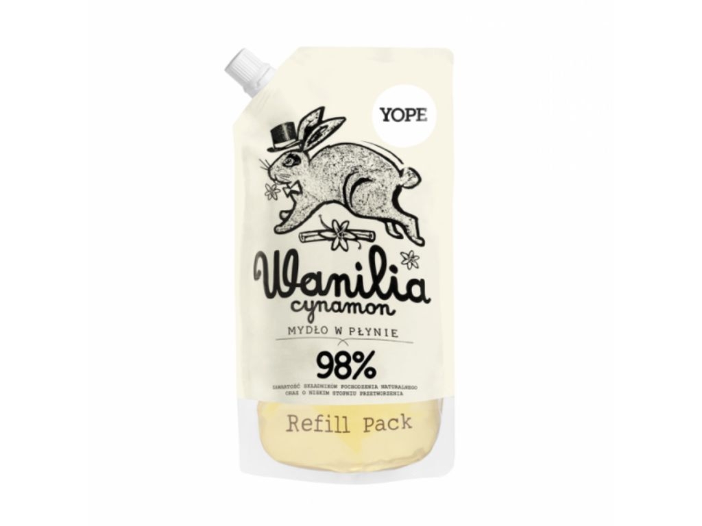YOPE Mydło naturalne w płynie wanilia-cynamon refill 500ml