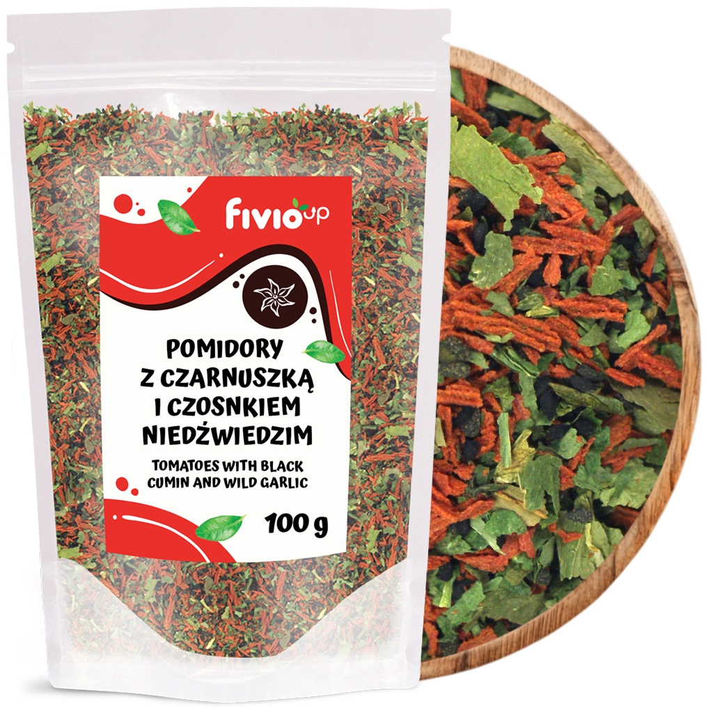 fivio Pomidory z czarnuszką i czosnkiem niedźwiedzim 100g - Fivio