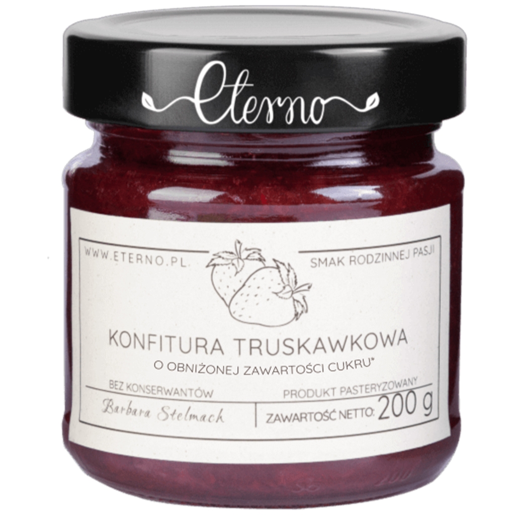 ETERNO Konfitura truskawkowa o obniżonej zawartości cukru 200g - Eterno