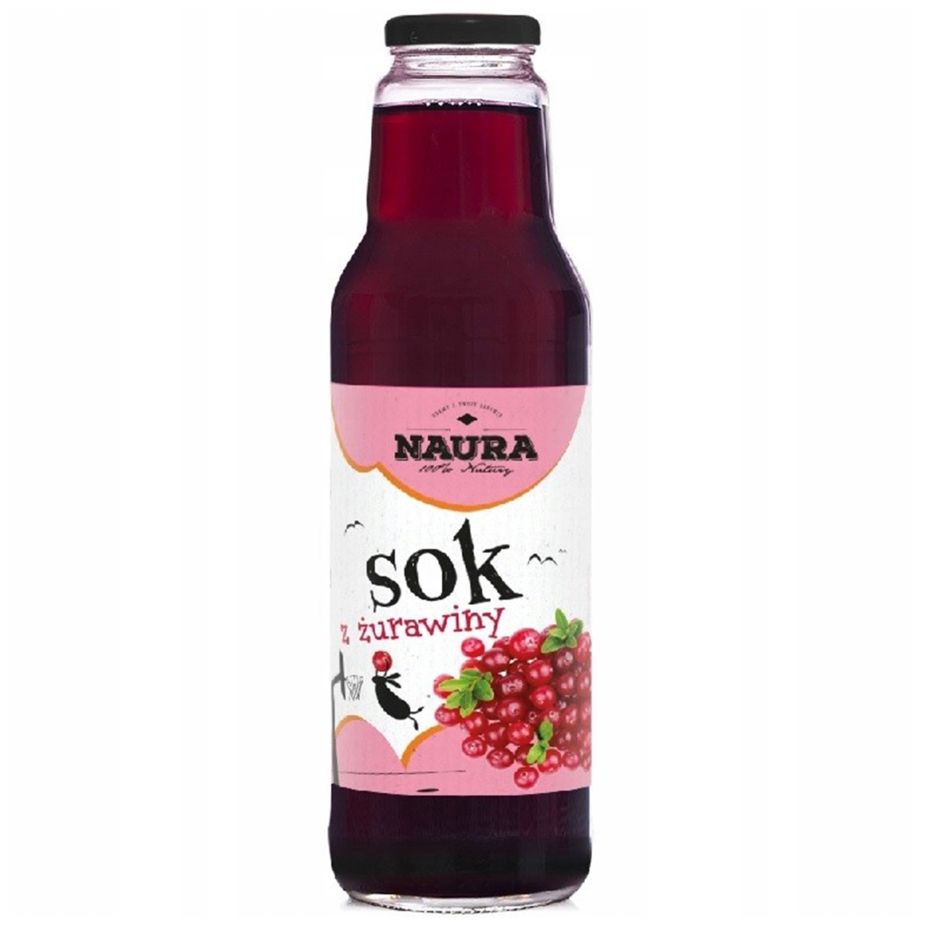 Naura Sok z żurawiny bez dodatku cukru 750 ml - Naura
