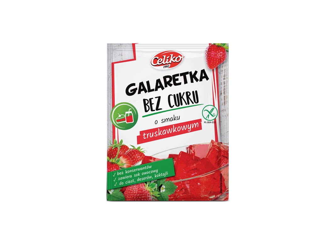 Galaretka b/c o smaku truskawkowym 14g - Celiko