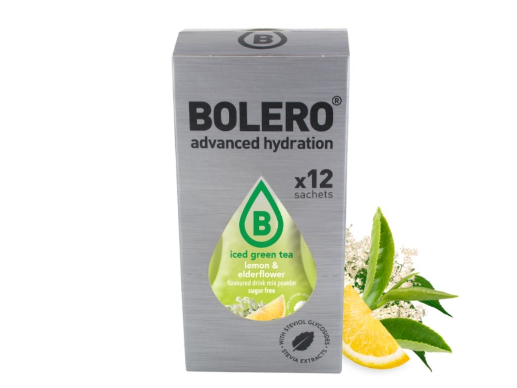 Napój w proszku box Bolero zielona herbata mrożona o smaku cytryny i kwiatu czarnego bzu 3g x 12szt - Bolero