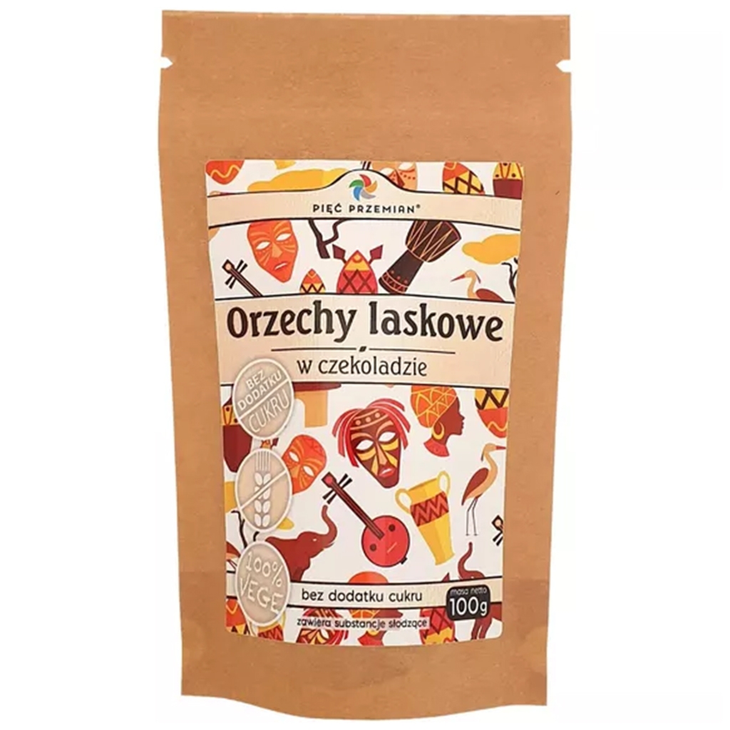 Orzechy laskowe w czekoladzie bez cukru 100 g - Pięć Przemian