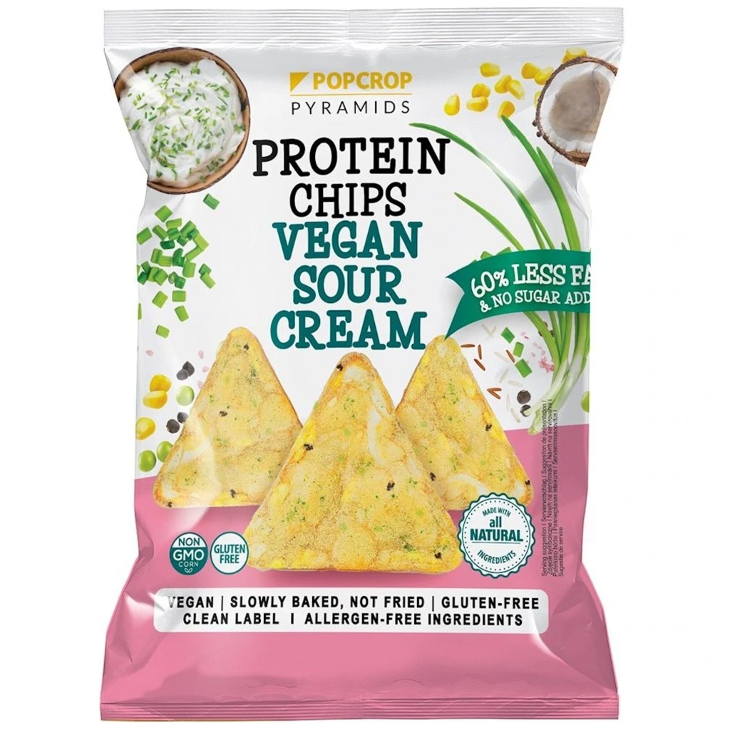 POPCROP CHRUPKI PIRAMIDKI PROTEINOWE O SMAKU ŚMIETANY ZE SZCZYP. 60g - Popcrop