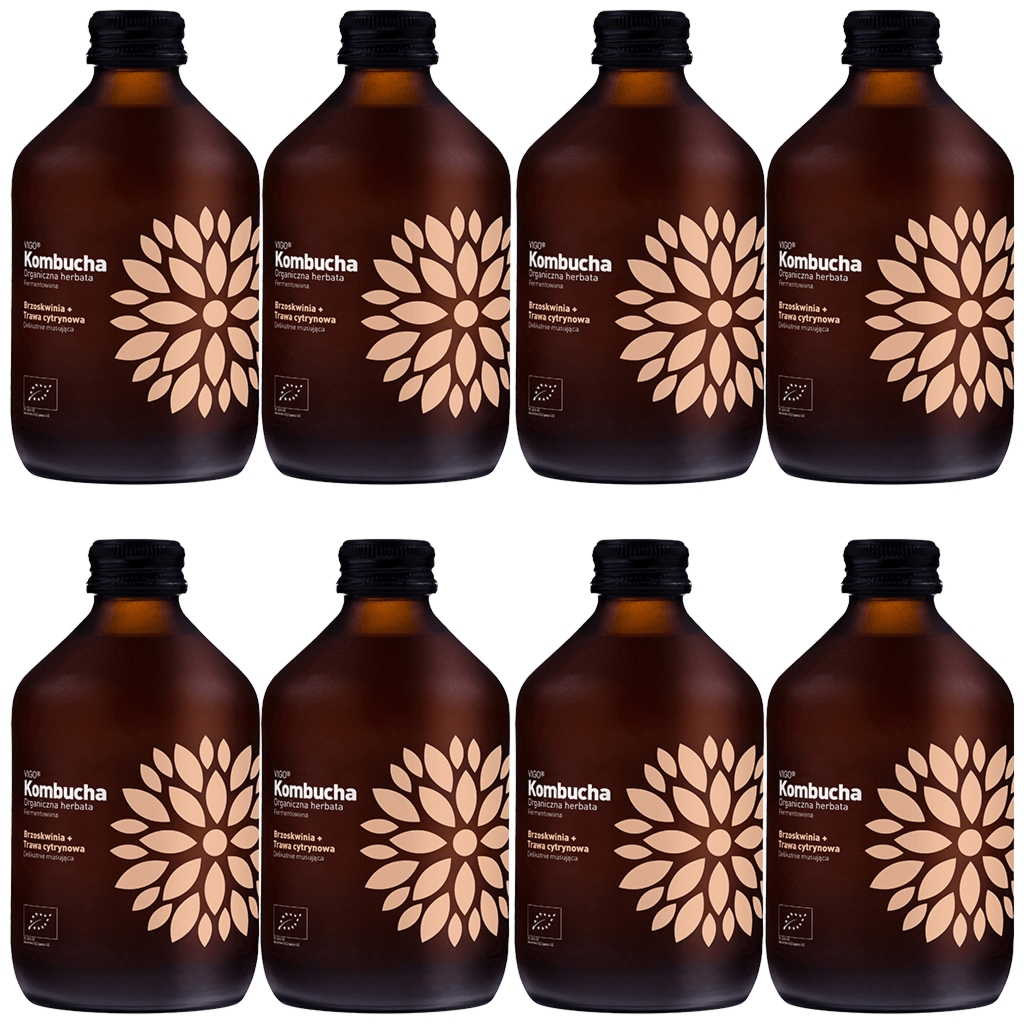 VIGO Kombucha BIO Brzoskwinia+Trawa Cytrynowa 330ml 8 szt - Vigo