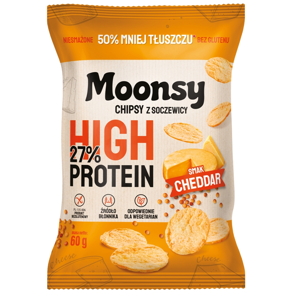 Moonsy Moonsy soczewicowe Cheddar 60g - Moonsy