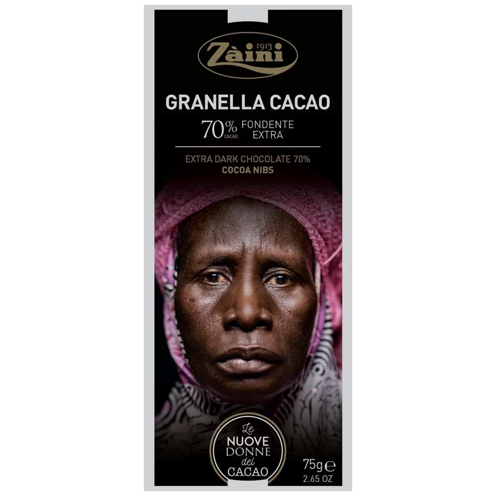 ZAINI Czekolada gorzka 70% kakao z kawałkami ziaren kakao 75g - Zaini