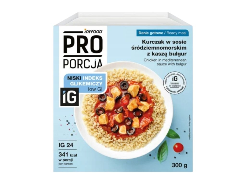 Danie gotowe kurczak w sosie śródziemnomorskim z kaszą bulgur i warzywami PROporcja 300g - Joyfood