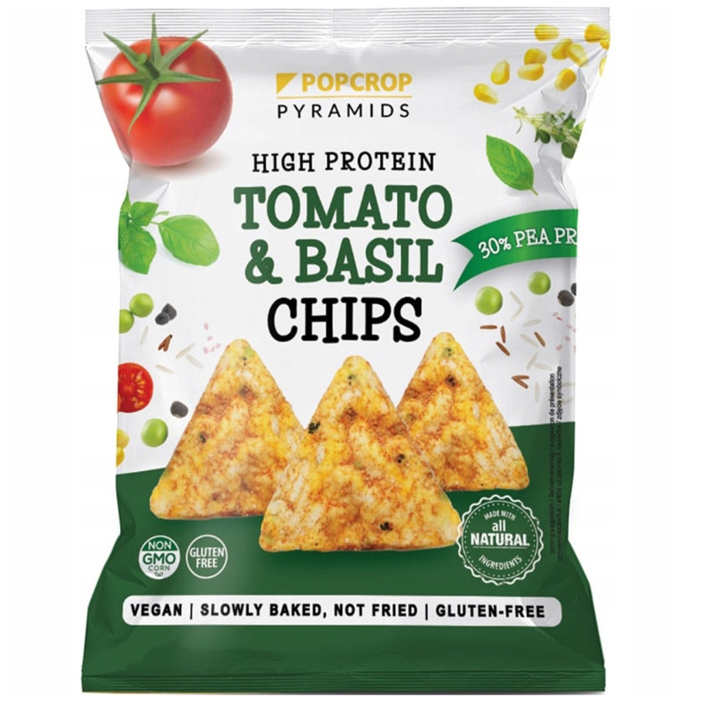 POPCROP CHRUPKI PIRAMIDKI PROTEINOWE O SMAKU POMIDORA Z BAZYLIĄ 60g - Popcrop