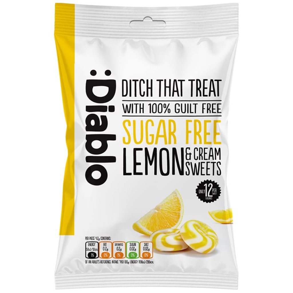 Cukierki śmietankowe o smaku cytryny bez cukru 75g - Diablo