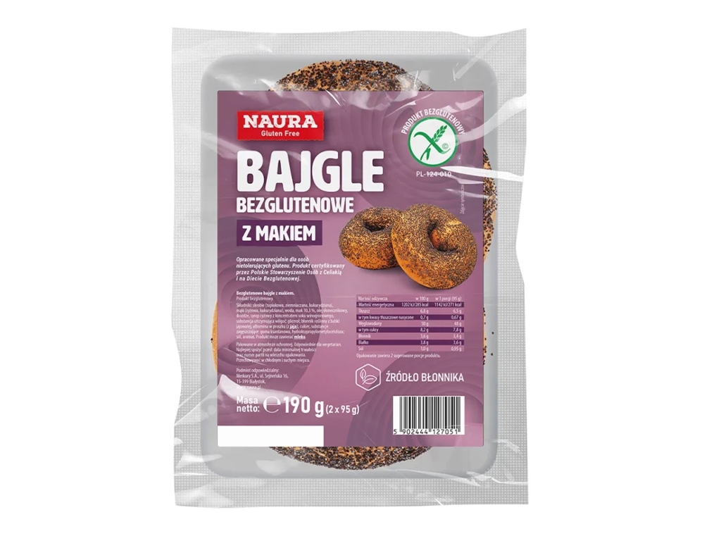 Bajgle bezglutenowe z makiem 190g - Naura