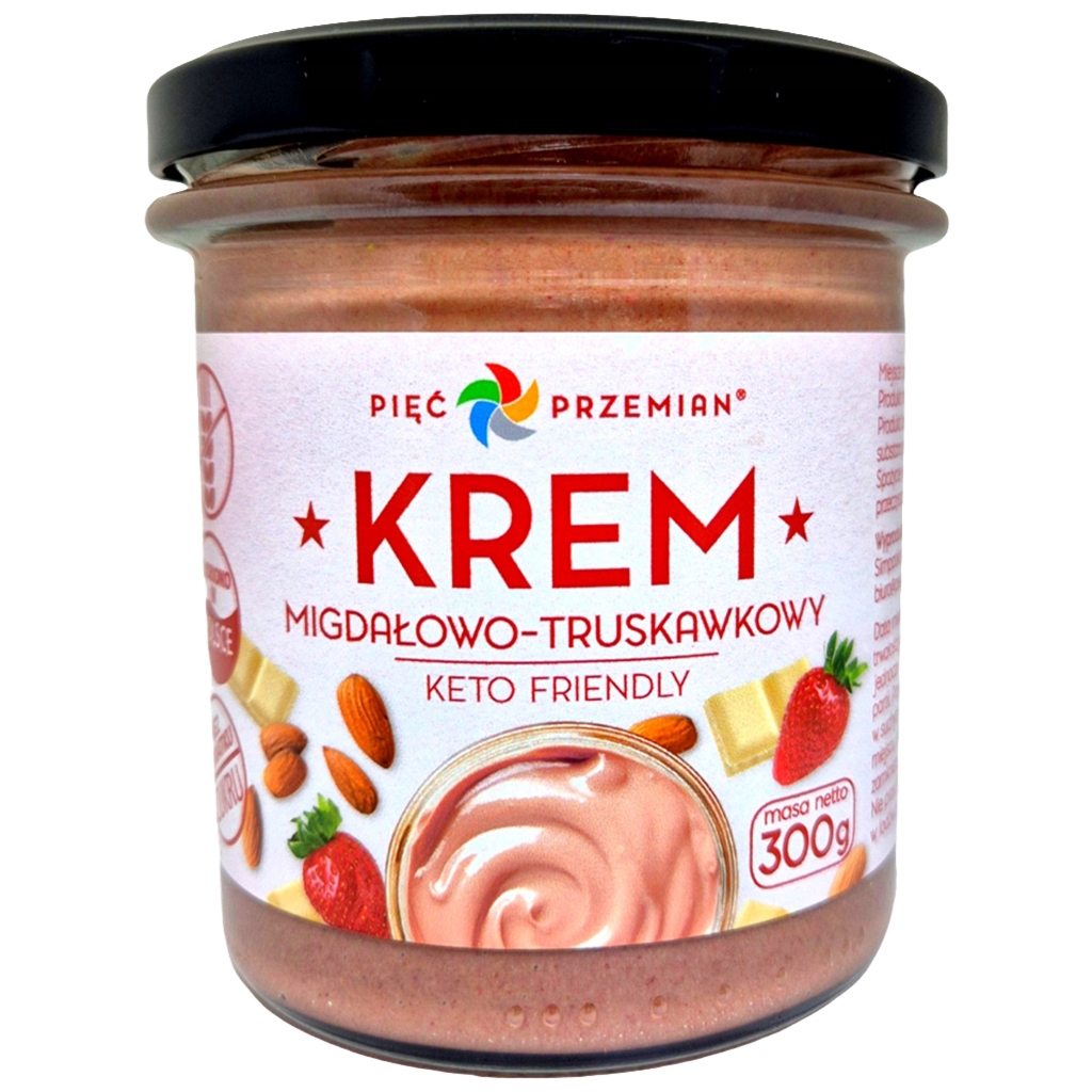PIĘĆ PRZEMIAN Krem migdałowo-truskawkowy KETO 300 g - Pięć Przemian