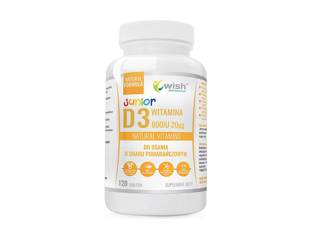 Witamina D3 JUNIOR 800IU 120 tabletek do ssania - WISH - Wish